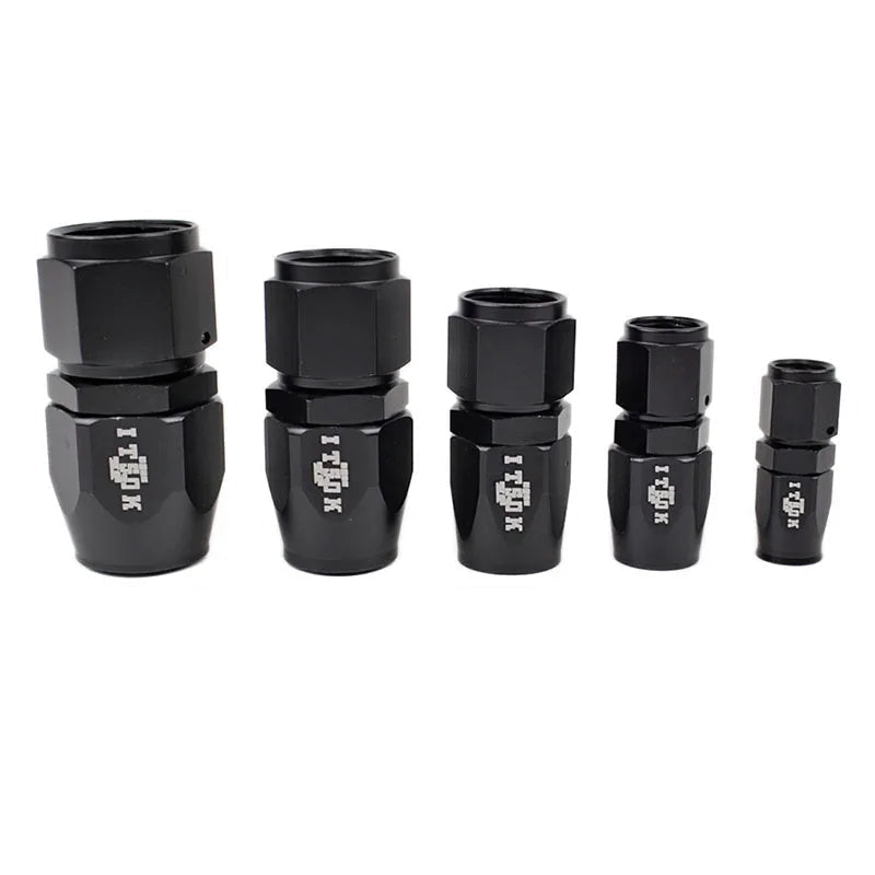 Set of High-Flow Swivel Hose Fittings on a white background